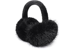 Eyegla Ear Muffs for Women Winter Adjustable & Foldable Fuzzy Earmuffs Fluffy Soft Ear Covers for Cold Weather
