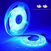 TOPAI 12V COB LED Strip Blue 16.4ft Dotless Outdoor IP65 Waterproof | High Density 480led/m CRI90+ Cuttable Flexible for Cabinet Home DIY Lighting Projects