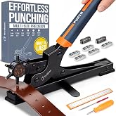 Pro-Master Desktop Leather Hole Puncher - Belt Hole Puncher for Leather with Tabletop Base - One Hand Use, Heavy Duty Carbon Steel, 6 Rotary Sizes 2-4.5mm for Watch Band, Shoes, Bag Strap &amp; Crafts