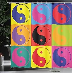Ambesonne Ying Yang Shower Curtain, Pop Art Design