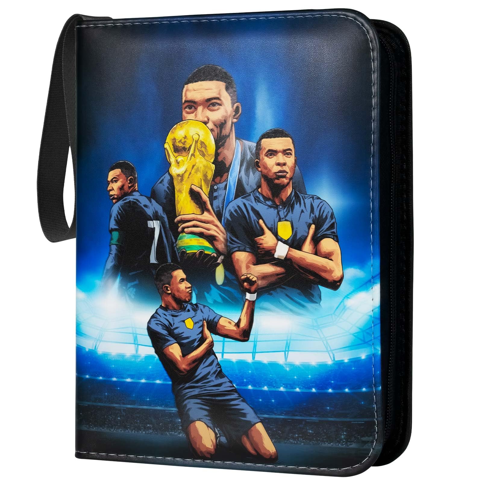 Trading Card Album for Football, Binder Card Holder, Binder with Sleeves, Football Card Holder Album, Trading Card Game Collection, Carrying Card Folder, 50 Page 400 Card Capacity, Dark blue