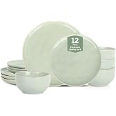 Stone Lain Mirella Dinnerware Set, 25 Oz - Light Green, Set of 12