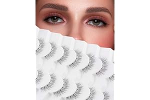 JIOCOLOR Fairy Strip Lashes That Look Like Extensions Clear Band False Eyelashes Natural Look 3D Volume Lashes Short Wispy Fake Eyelashes Pack 7 Pairs 10MM