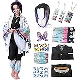 Powzaty Anime Cosplay Costume Kimono Full Set Adult Girls Robe Cloak Costume Set Halloween Kimono Outfit Cosplay with Wig