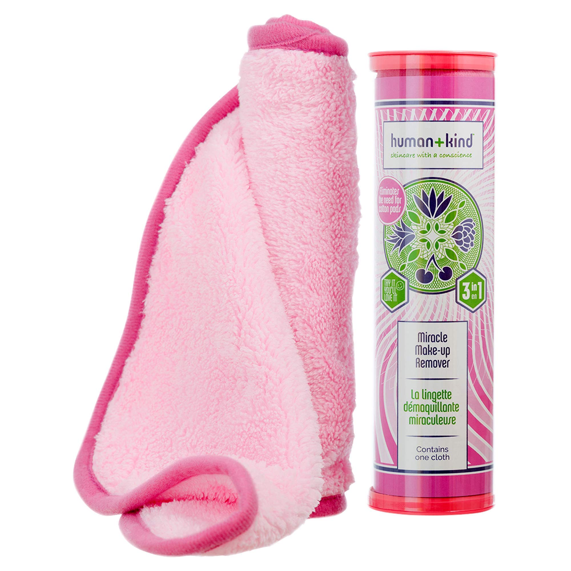 Human+Kind - Miracle Make-Up Remover - Super Soft Cloth - Eliminates the Need for Cotton Pads - 3 in 1 - Easy to Use - Reusable - Silky - Removes Stubborn Mascara - Removes Water Proof Make-up - 1 Pc