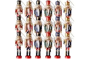Aoriher 24 Pcs Christmas Nutcracker Ornament Small Wooden Soldier Hanging Decorations Nutcracker Figure Christmas Ornament for Xmas Tree Decoration Figure