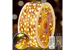 KNONEW 203FT 600 LED Outdoor Fairy Lights Plug in, Christmas Fairy Lights Outdoor Waterproof 8 Modes Memory Times for Wedding Bedroom Walls Garden Trees Decoration(Warm White)