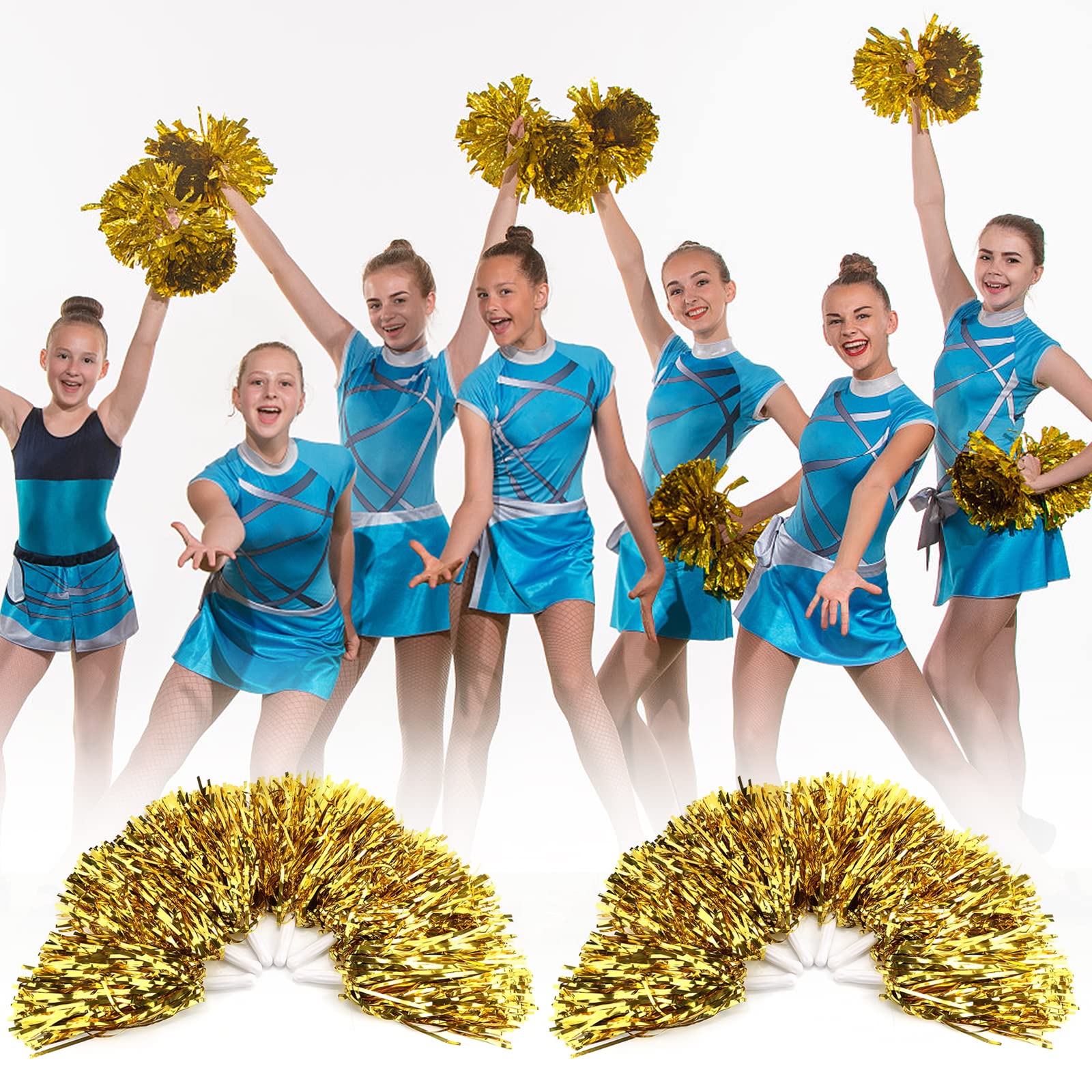 DEWIN Cheer Pom Poms, 6pcs Cheerleading Pompoms Sports Cheer Party Dance Accessory Tool for Sports Meeting, Stadium, Party, Holiday Celebrating