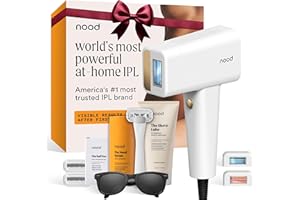 Nood™ NEW Flasher Pro Kit — IPL Laser Hair Removal Device for Women & Men + Refillable 5-Blade Shaving Razor Kit + Exfoliating Buff Bar + Hydrating Shave Lube + After Shave Serum — Gloss White