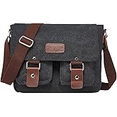 Rexmore Messenger Bag for Men, Canvas Satchel Shoulder Bag Vintage Crossbody 13.3Inch Laptop Bag