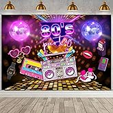 Sensfun 80's Party Backdrop Back to The 80s Retro Disco Ball Night Club Neon Birthday Photography Background Hip Hop Rock 1980s Party Decorations Let's Glow Crazy Photo Backdrops Studio Props 7x5ft