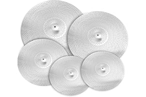 YOUEON 5 Piece Low Volume Cymbal Pack Includes 14"Hi Hat + 16"Crash + 18"Crash + 20"Ride, Durable Stainless Steel, Practice Cymbals for Quiet Drumming Session