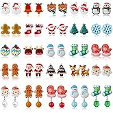 DEVIENG Christmas Clip on Earrings Gift for Kids Teen Girls Hypoallergenic Little Girl Cute Christmas Tree Santa Snowman Stockings Elk Small Clip in Earrings Jewelry Gifts