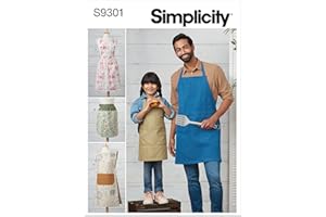 Simplicity Kids' and Adult's Half and Full Apron Packet, Code 9301 Sewing Pattern, Sizes S-XL, White (SS9301A)