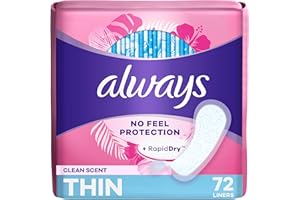 Always Thin No Feel Protection Daily Liners, Regular Absorbency, Designed with a Breathable Layer to Help Keep You Dry, Scent