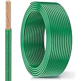 THHN Wire 10 Gauge 100FT, UL83 THWN-2 10 AWG Copper Ground Wire (Green) | UL83 THHN/THWN-2 10 AWG Stranded OFC Ground Wire, Nylon/PVC Insulated, 600V for Residential, Conduit, Industrial, CNC