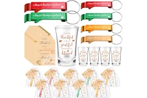 Yungyan 20 Set Thanksgiving Party Favors Bulk Friendsgiving Gifts Keychain Bottle Openers Acrylic Shot Glasses Fall Autumn Thank You Cards Appreciation Gift Employee Coworker Staff Office (3 Styles)
