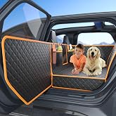 Twesync Dog Seat Cover for Back Seat, Hard Bottom Back Seat Extender, 100% Waterproof &amp; Machine Washable, 600D Heavy Duty, Supports 400lbs for Travel &amp; Camping, Dog Back Seat Pet Cover for Cars