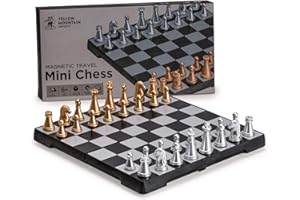 Yellow Mountain Imports Travel Magnetic Chess Mini-Set (6.3 Inches) - Compact, Folding, Educational Board Game
