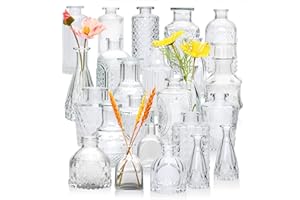 Brajttt Glass Bud Vases in Bulk, Bud Vase Set of 25,Small Vases for Mini Flower Vase Set, Cute Vintage Glass Vases Set for Flower,Wedding,Home,Centerpiece Table Decorations