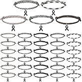 Tondiamo 30 Pcs Brain Cancer Awareness Bracelets Bulk with Grey Ribbon Cancer Prevention Month Accessories Brain Tumor Awareness Items for Men Women Charity Recognition Public Event