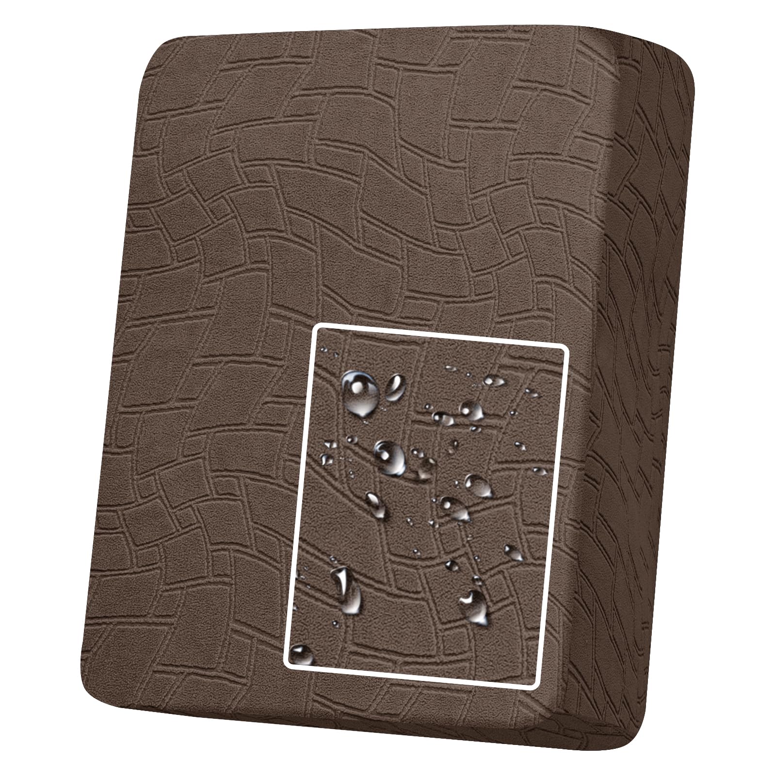 MAXIJIN Waterproof Sofa Seat Cushion Cover Jacquard Sofa Seat Cover Non-Slip Couch Seat Slipcover Protector Replacement for Individual Cushion with Elastic Bottom (Dark Brown, 1 Seater)