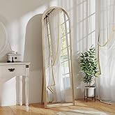 HOMCOM 64" x 21" Full Length Mirror, Free Standing, Leaning or Wall Full Body Mirror with Faux Stone Frame and Arched Top for