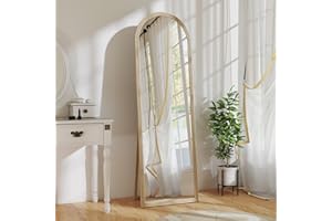 HOMCOM 64" x 21" Full Length Mirror, Free Standing, Leaning or Wall Full Body Mirror with Faux Stone Frame and Arched Top for