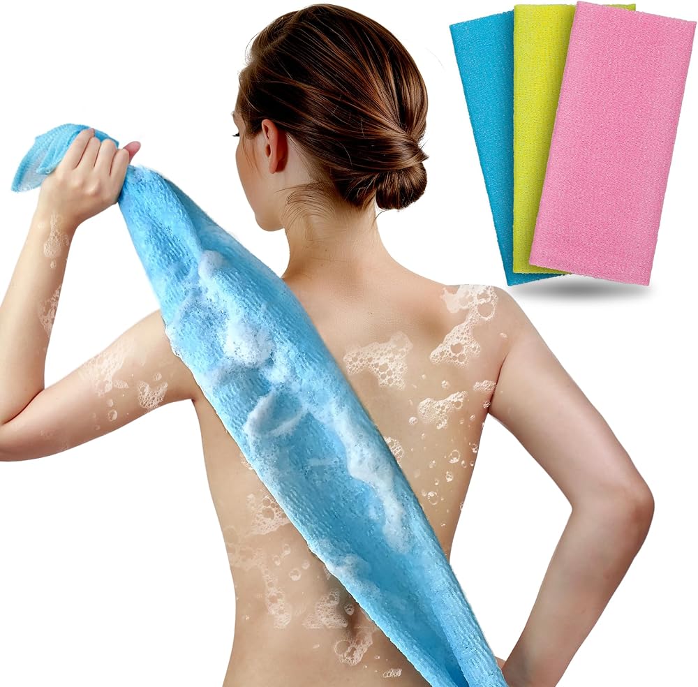 ARCH&M Exfoliating Washcloth & Shower Body Scrubber, 3 Pack | Japanese Washcloth, Korean Back Scrubber Towel, All Skin Type D