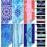 6 Pack Microfiber Thin Lightweight Beach Towel Oversized 71x32 Extra Large Sand Free Towels for Travel Swim Pool Yoga Gym Camping for Adults Women Men Beach Essentials Accessories Vacation Gift