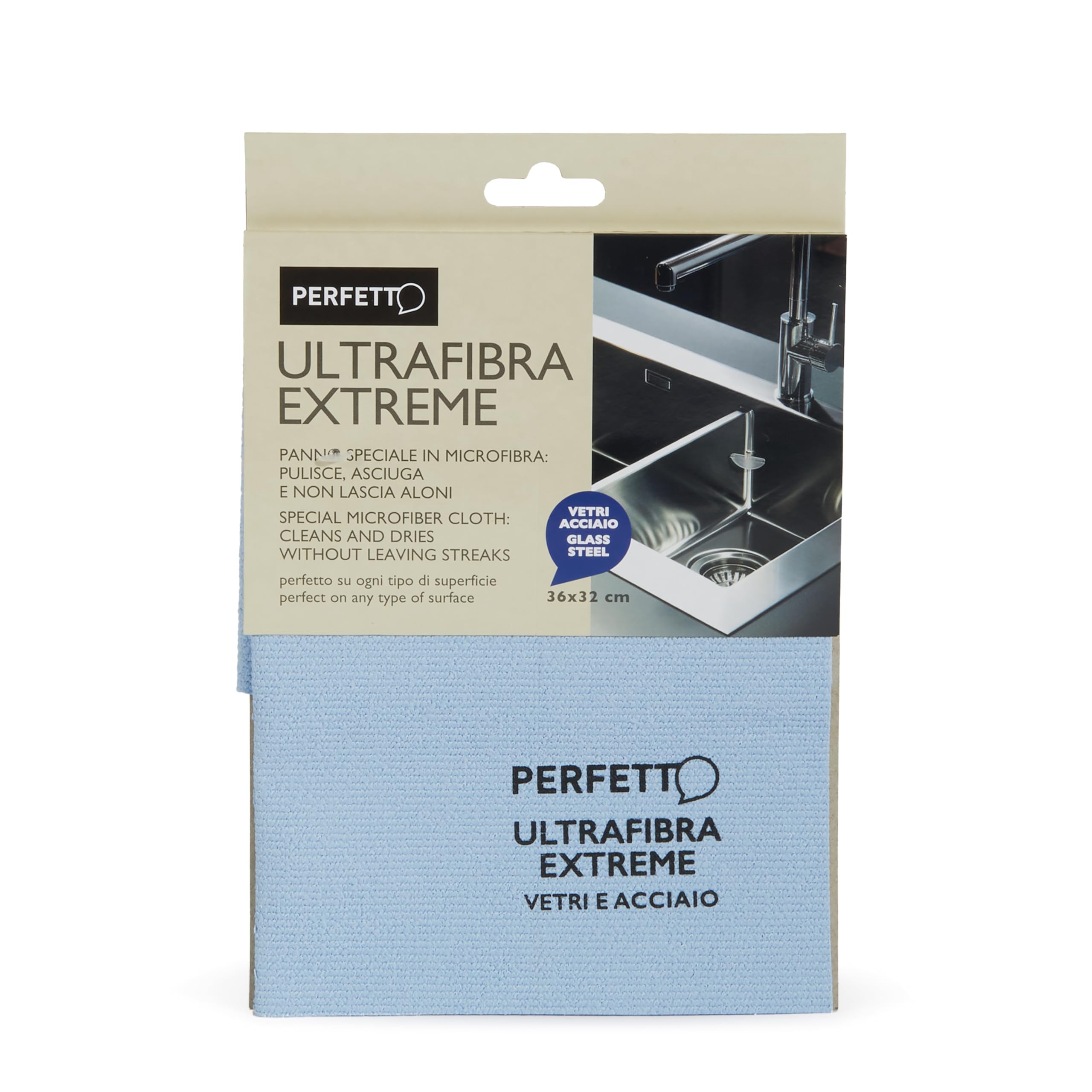 Perfetto Multi-Purpose Cloth Steel/Glass Extreme Dimension- 32 x 36 Cm.