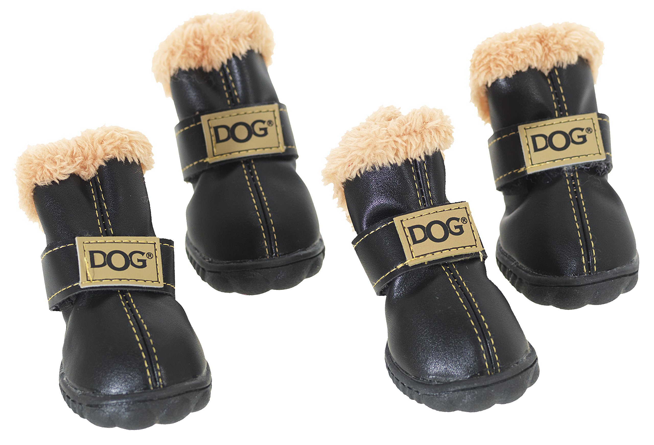 Moreau 837026 Dog Shoes with Inner Fur Size 3, Black