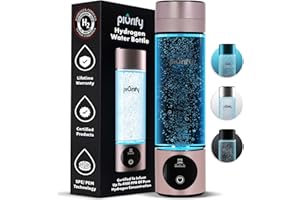PIURIFY Hydrogen Water Bottle Generator - Up to 4100+ PPB Concentration - SPE/PEM Technology - Certified H2 Generator - Portable Athletic Performance & Hydration System - 6-Hour Hydrogen Retention (Pink)