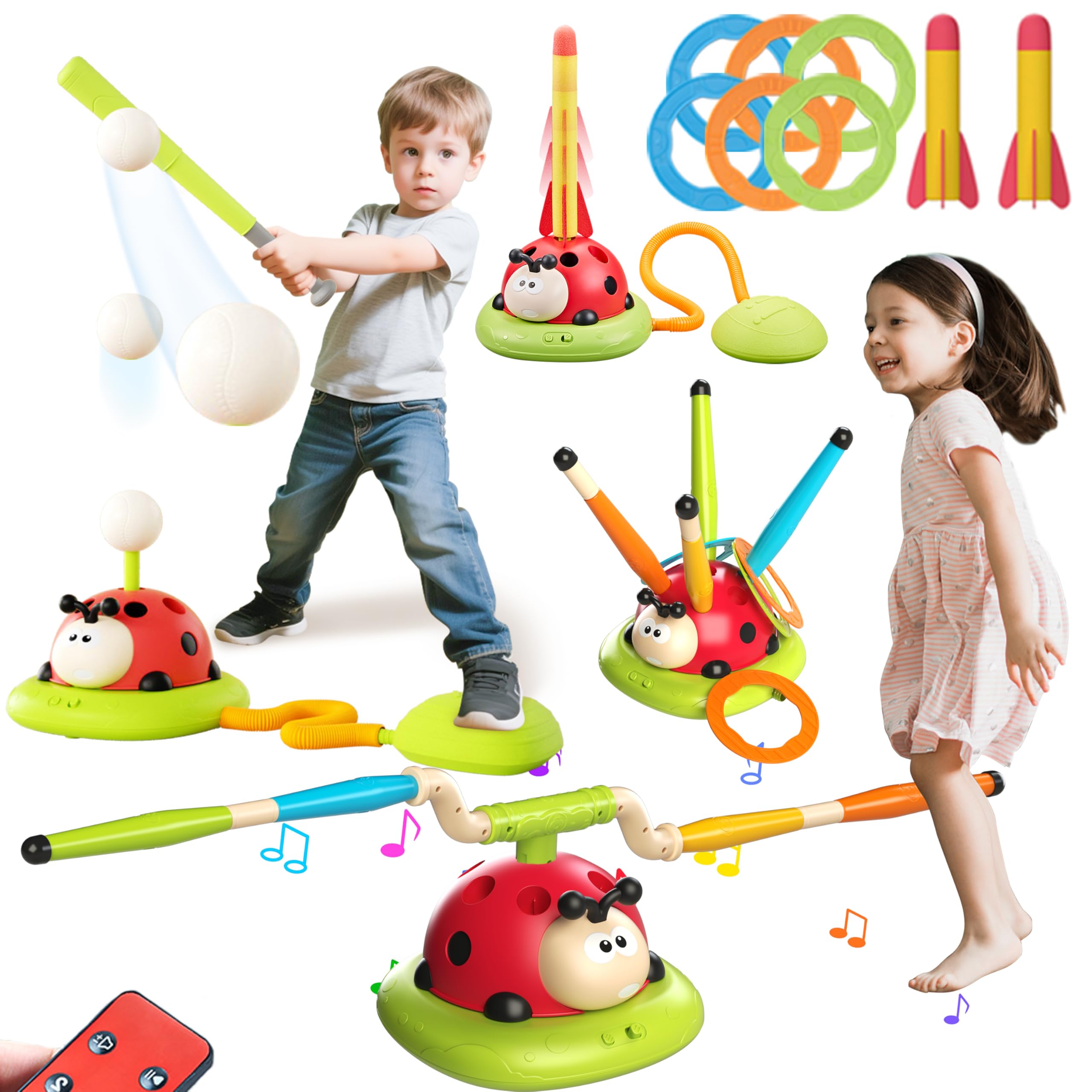Photo 1 of ***MISSING PARTS***
4 in 1 Musical Jump, Toss Ring Game, Baseball Toys and Stomping Launch Rocket Launcher for Kids Toys & Games with Remote, Indoor Outdoor Toys for Kids Ages 4-8 3-5 Baseball Party Favors Birthday Gift