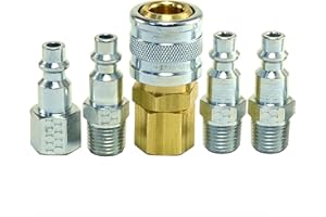 HPCOUPLERS 5 pcs Heavy Duty Quick Coupler Air Hose Connector Fittings 1/4" NPT Tools Plug