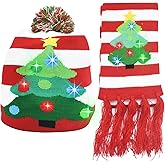 Sept.Filles Kids Christmas Party Holiday Hats Light up Hat Beanie Winter Hat Scarf Kids Beanie