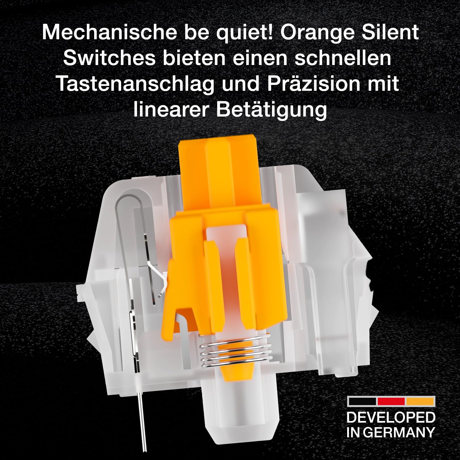 be quiet! Light Mount Silent Linear DE ISO Tastatur, mechanische Switches, schneller Tastenanschlag, 3 Schichten Dämmung, ab Werk geschmierte Schalter, Hot-Swap-Funktion, PBT-Double-Shot-Tastenkappen 2