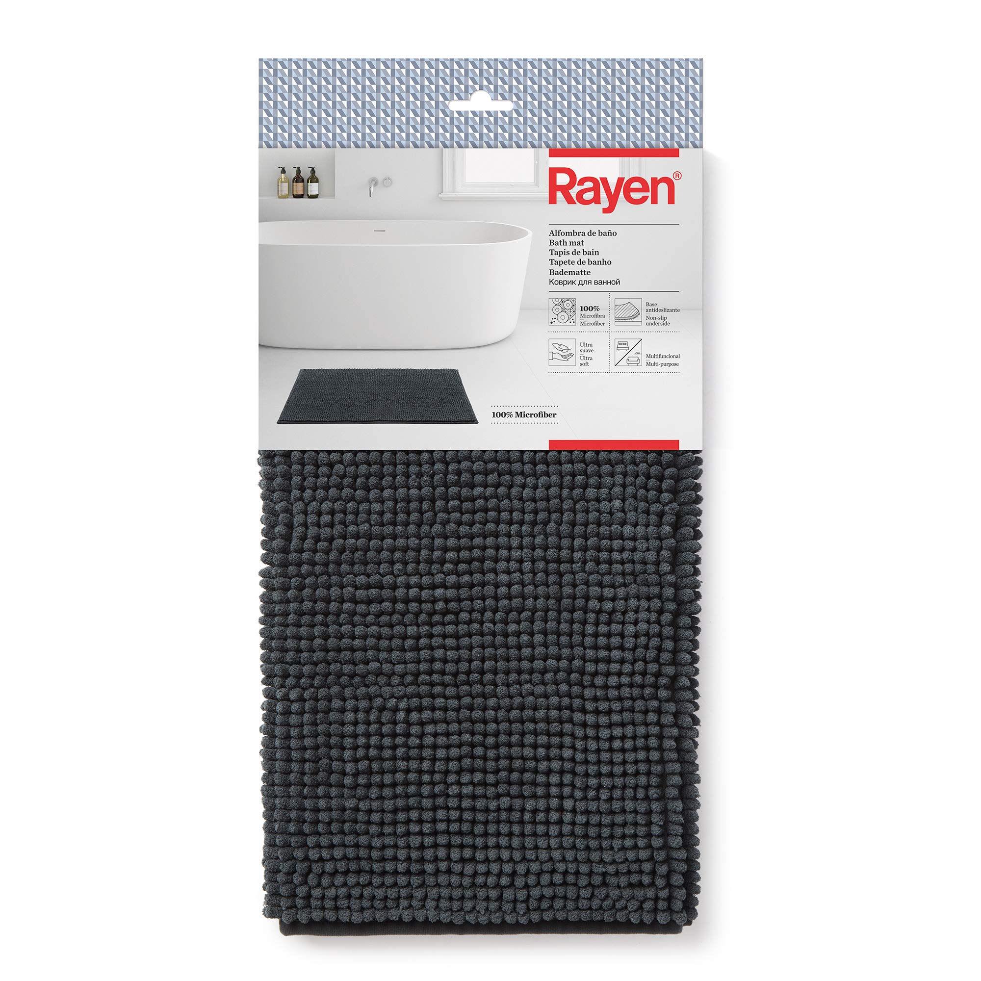 Rayen | Microfiber Bath Mat | Non-slip base | 100% microfibers | Ultra-soft Miltifunctional | 31.5" x 19.7" | Dark Grey