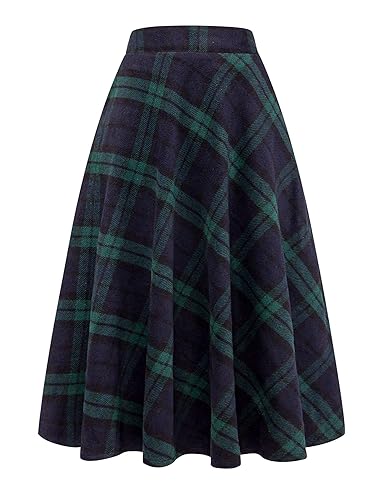 Plaid Skirts for Women Plus Size Skirt Fall Winter High Waisted