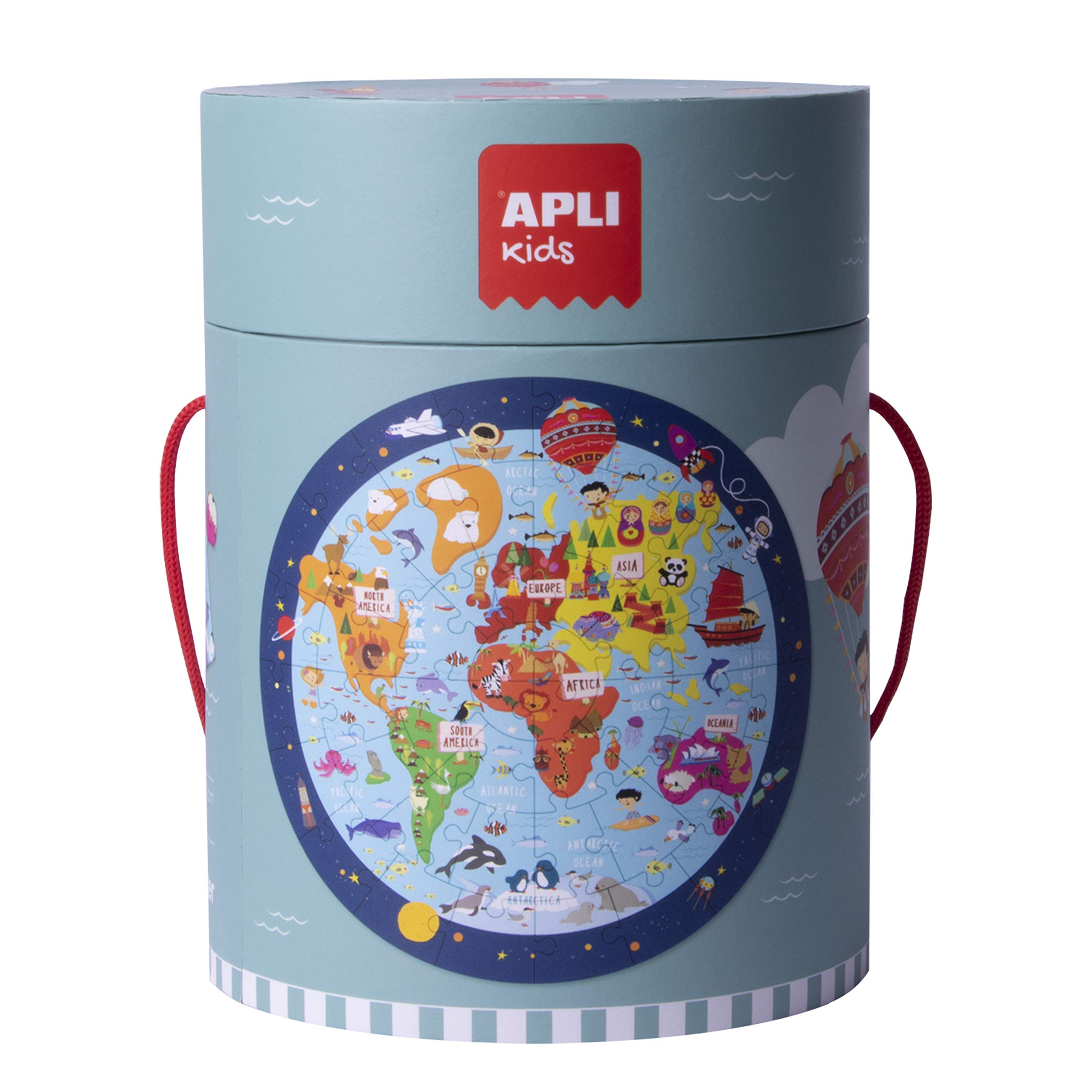 APLI Kids Circular 48-Piece Educational Jigsaw for Children, World Map