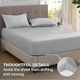 Bedsure Double Fitted Sheet Deep Pocket 16inch Soft Microfiber Grey 135x190cm view 4