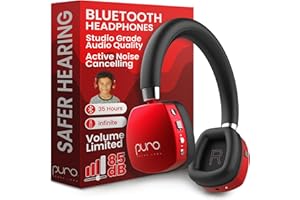 PuroQuiet Plus by Puro Sound Labs- Volume Limited On-Ear Active Noise Cancelling Studio Grade Bluetooth Headphones– Lightweig