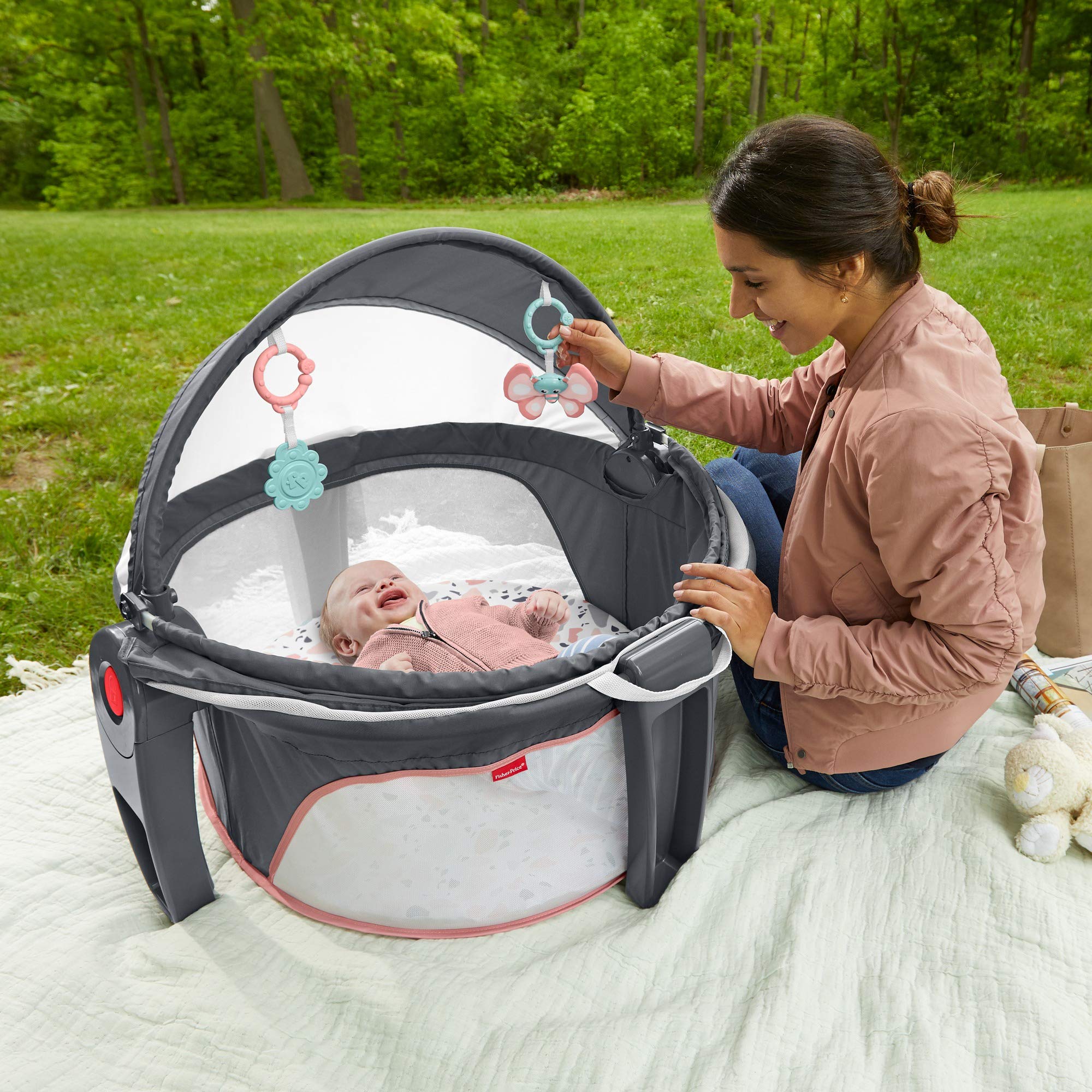 Fisher-Price On-The-Go Baby Dome - Pink Pacific Pebble, Portable Infant Play Space, Multicolored