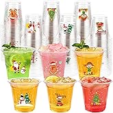peony man 60Pcs Christmas Disposable Plastic Cups 12oz Merry Christmas Clear Cup Santa Claus Snowman Drinking Cups for Cold Beverage Coffee Xmas Winter Holiday Party Cup Supplies