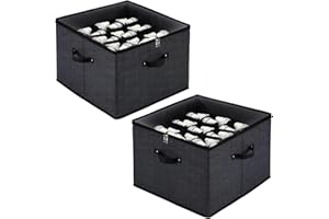 Mayniu 2 Pack Shoe Organizer - Fits 32 Pairs, Large Shoe Storage Box Bins Cubes with Reinforced Handles, Clear Sandal Organizer for Sneakers and High Heeled (Black)