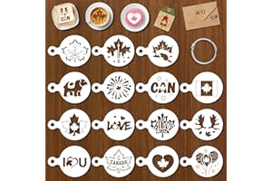 Konsait 15 Pack Canada Day Decorations Cookie Cake Stencils Templates, Reusable Maple Leaf Cookie Stencils Baking Painting Mo