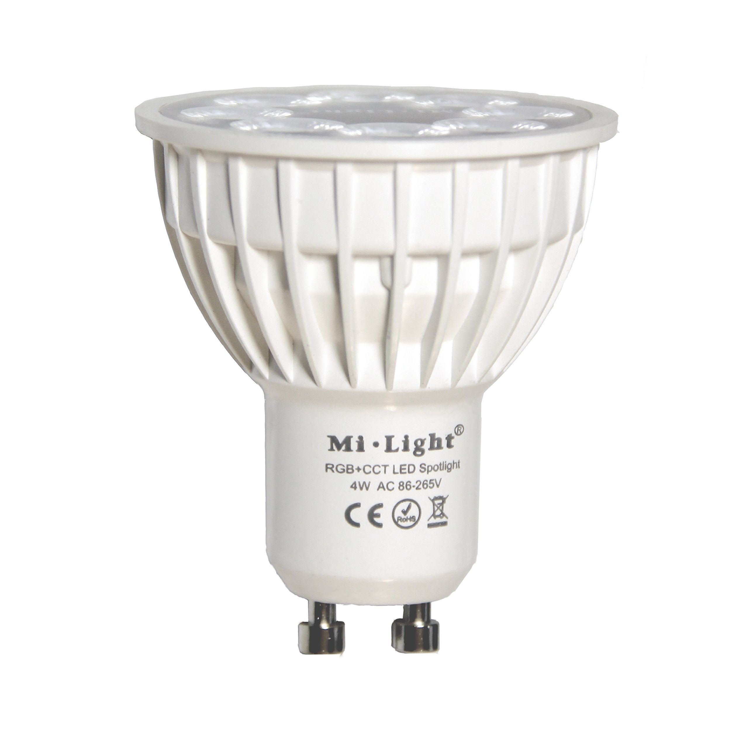 LIGHTEU®, 1x 4W GU10 RGB+CCT LED Spotlight Color Changing and CCT WW CW Temperature Adjustable, Controlled by MiLight WiFi ibox/Remote(not Included), Original Mi-Light FUT103 — image 1