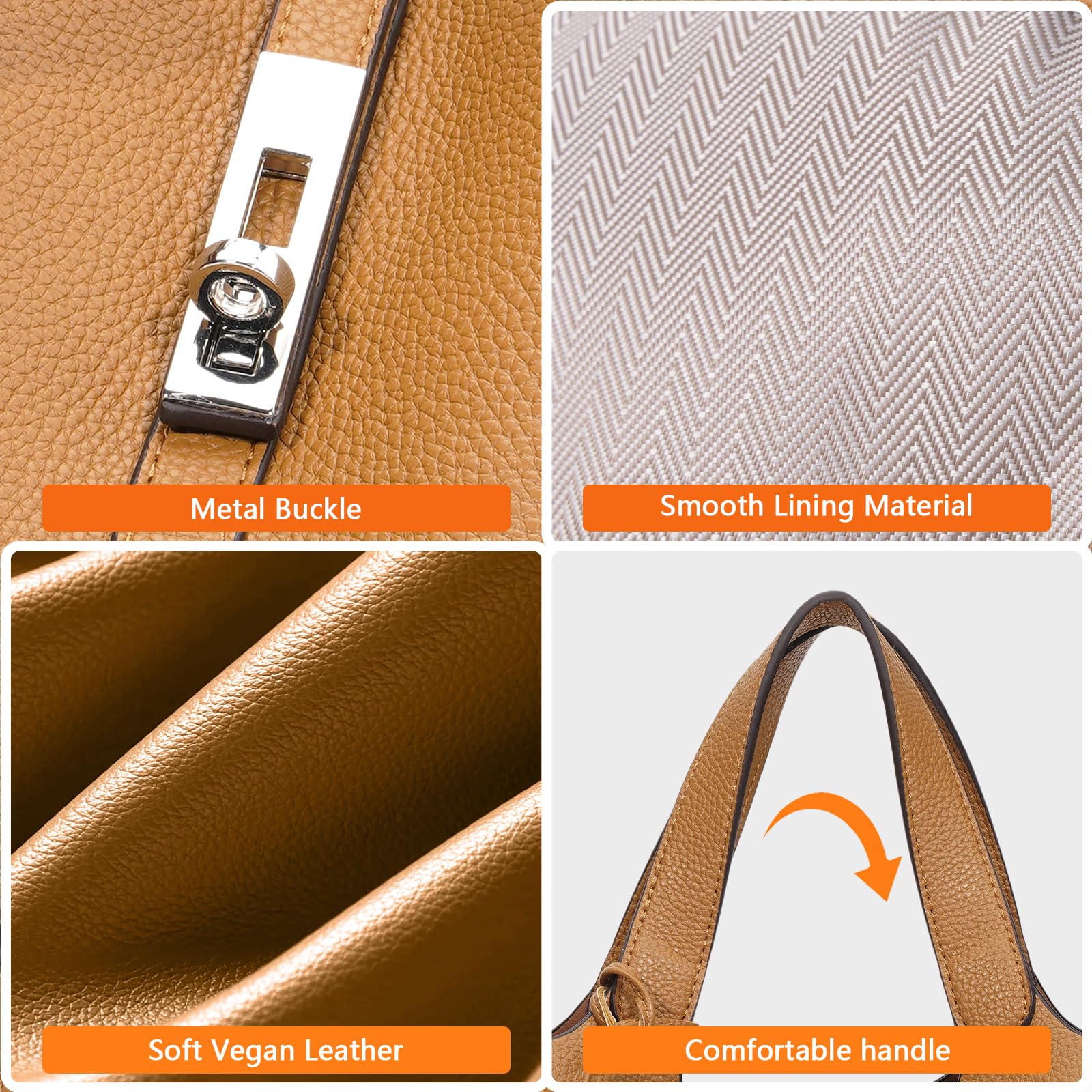 Kadynow Tote Bag for Women Vegan Leather Bucket Purse for Women Top Handle Handbag Shoulder Bag with Detachable Small Purse