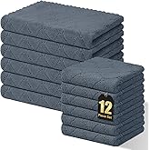 Homaxy Kitchen Towels and Dishcloths Set, 10 x 10 and 13 x 19 Inches, Set of 12 Super Soft and Absorbent Coral Velvet Kitchen Towels, No Lint and Nonstick Oil Fast Drying Dish Towel, Dark Grey