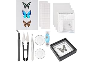 YTARAHUB Insect Specimen Tools Kit - EVA Foam Pinning Board, Coordinate Paper, Wings Pressing Paper, Insect Pins & Butterfly Pins, Complete Entomology Kit for Beginners (Black Display Case Box Kit)